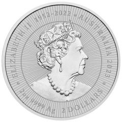 2 Dollars In the name of Elizabeth II, 6th Portrait - Kangaroo with Joey - Silver, High Relief