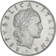 50 Lire Large type, trial strike