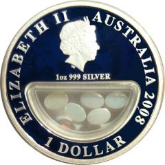 1 Dollar - Elizabeth II 4th Portrait - Treasures of Australia - Opals