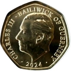 50 Pence - Charles III Christmas Snowmen - Girl and Dog