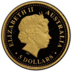 5 Dollars - Elizabeth II 4th Portrait - Dingo - Gold Bullion Coin