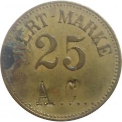 25 Pfennig Wert-Marke, Countermarked `AC`