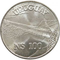 100 Nuevos Pesos Binational dam construction