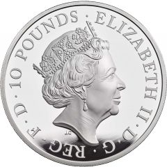 10 Pounds - Elizabeth II White Greyhound of Richmond, Silver Proof