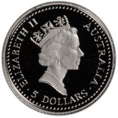 5 Dollars - Elizabeth II 3rd Portrait - Koala - Platinum
