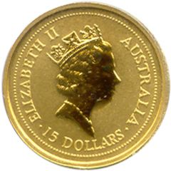 15 Dollars - Elizabeth II 3rd Portrait - Australian Kangaroo - Gold Bullion Coin