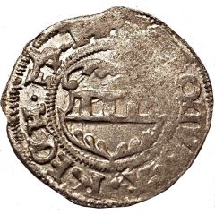 1 Schilling - Jodokus von der Recke Two shields with bumpy tops, key down