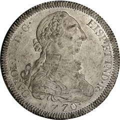 8 Escudos - Charles III Obverse Trial; Pewter