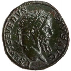 Sestertius - Septimius Severus P M TR P XVIII COS III P P S C, Victory