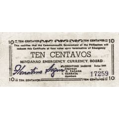 10 Centavos Doted border, series at right