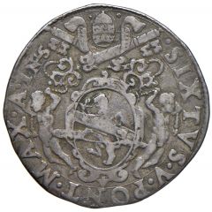 1 Testone - Sixtus V NVNQUAM DEFICIET, Arms