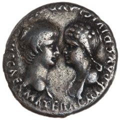 Denarius - Nero and Agrippina the Younger NERONI CLAVD DIVI F CAES AVG GERM IMP TR P