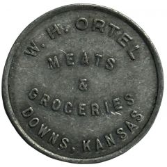 25 Cents - W. H. Ortel Meats and Groceries Downs, Kansas