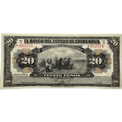 20 Pesos El Banco del Estado de Chihuahua