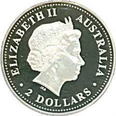 2 Dollars - Elizabeth II 4th Portrait - Australian Kookaburra