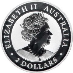 2 Dollars - Elizabeth II 6th Portrait - Hand of Faith Nugget, High Relief