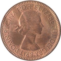 1/2 Penny - Elizabeth II 1st portrait, with `BRITT:OMN`