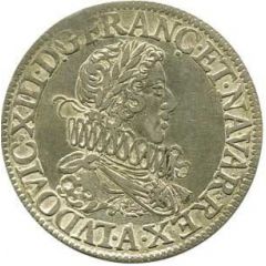1/4 Franc, buste lauré avec fraise - Louis XIII