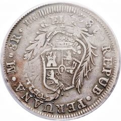 8 Reales - Ferdinand VII Countermark on Peru 8 Reales