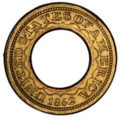 1 Dollar `1852 Gold Dollar` Pattern, brass