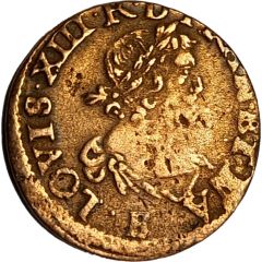 Double Tournois - Louis XIII Rouen mint, 2nd type