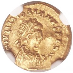Tremissis - Majorian Cross within a wreath, Mediolanum
