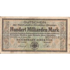 100 000 000 000 Mark Reichsbahndirektion