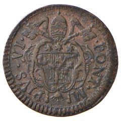 1 Quattrino - Pius VI Small Arms, Striped field