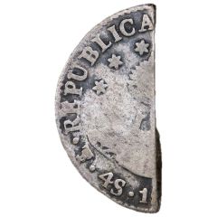 2 Reales `ND` 1/2 of Bolivian 4 Soles without countermark `Straight Cut`