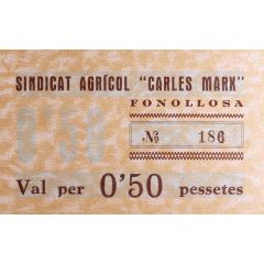 0.50 Pesetas Fonollosa, Sindicat Agrícol `Carles Marx`