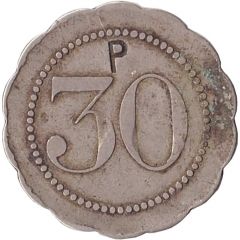 30 Centimes Countermarked `P`