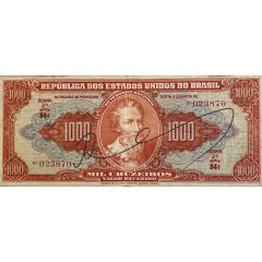 1000 Cruzeiros Thesouro Nacional, 2nd print, Autographed