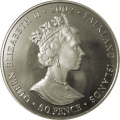 50 Pence - Elizabeth II Queen talking in microphone