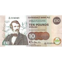 10 Pounds Clydesdale Bank