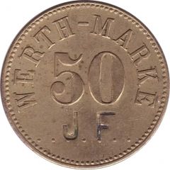 50 Pfennig Werth-Marke, Countermarked `JF`