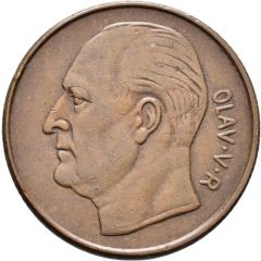 5 Øre - Olav V high relief portrait