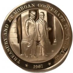 Medal - History of the United States Treasury and J.P. Morgan Cooperate to End Panic
