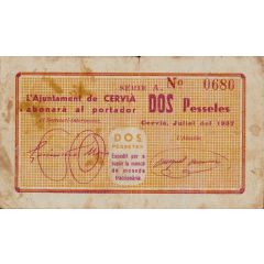 2 Pesetas Cervià de les Garrigues