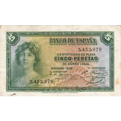 5 Pesetas Silver Certificate