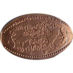 Elongated coin - Majorca map with salamanders
