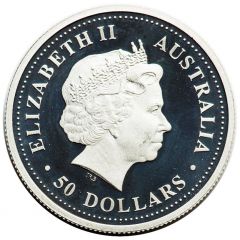 50 Dollars - Elizabeth II 4th Portrait - Native Frangipani - Platinum Proof