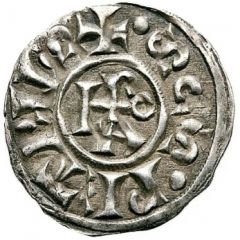 Denier - Leo IV and emperor Lothair I IMP monogram
