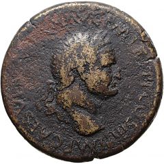 Sestertius - Vespasian, Titus, and Domitian T IMP CAESAR COS DES II CAESAR DOMIT COS DES II S C