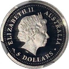 5 Dollars - Elizabeth II 4th Portrait - Koala - Platinum