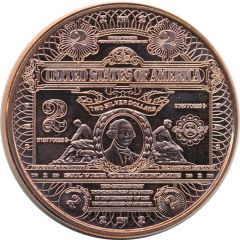 1 oz Copper Art Bar Mint - 2 Silver Dollars Certificate