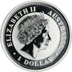 1 Dollar - Elizabeth II 4th Portrait - Year of the Dog - Silver Gilded Coin