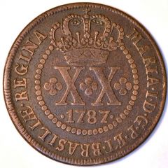 20 Réis - Maria I Large Type, Low and High Crowns, Lisbon Mint