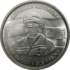 2 Pesos 25th Anniversary of the South Atlantic War, reeded Edge