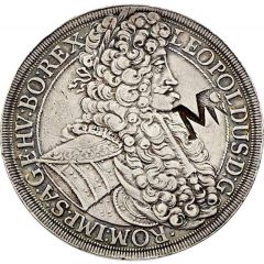 2400 Réis - Contermark `MR` over 1 Thaler Austria 1704