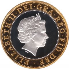 2 Pounds - Elizabeth II Rugby World Cup, Silver Piedfort